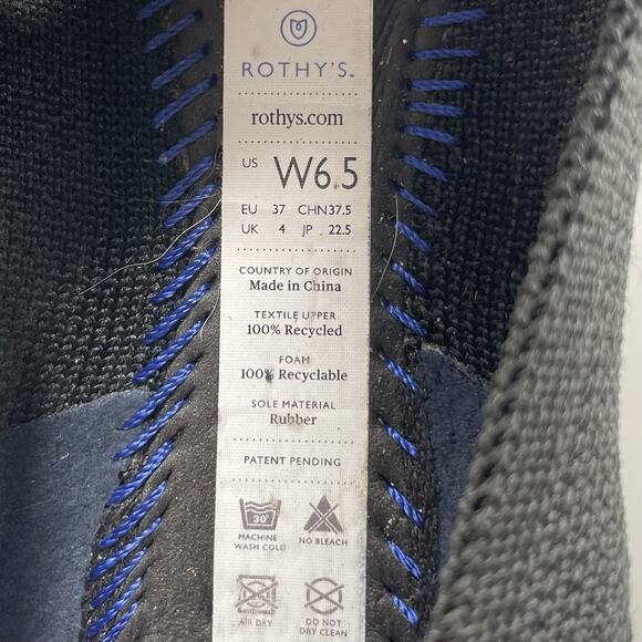 Rothy’s The Point Pointed Toe Flats Womens Size 6.5 Black Ballet White Stripe - Picture 8 of 9